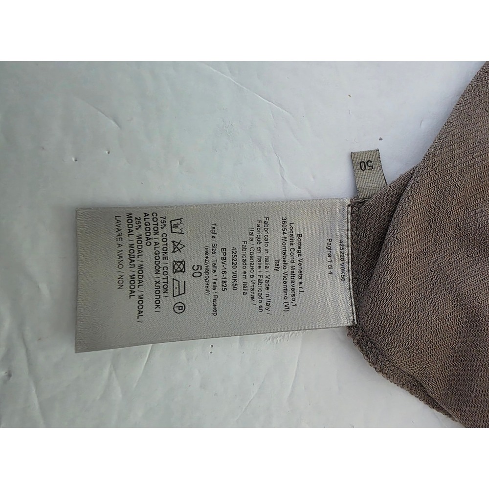 BottegaVeneta MensTaupe Cotton Modal Raglan Long SleeveTop Size 50 Made in Italy - Picture 7 of 8